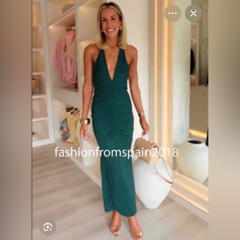🔥🔥Zara Ruched Halter Maxi Dress(open back)